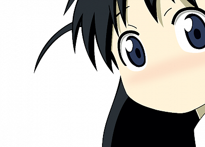 blue eyes, School Rumble, blush, anime, simple background, anime girls, faces, black hair - random desktop wallpaper