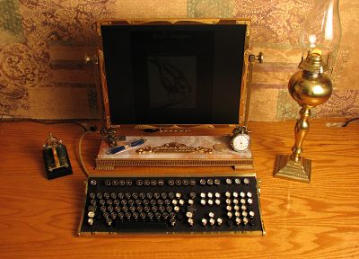 computers, steampunk, keyboards, technology - related desktop wallpaper
