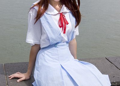 women, cosplay, school uniforms, Neon Genesis Evangelion, Asuka Langley Soryu - desktop wallpaper
