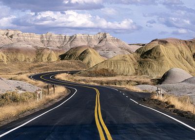landscapes, national, roads, South Dakota, rock formations - related desktop wallpaper