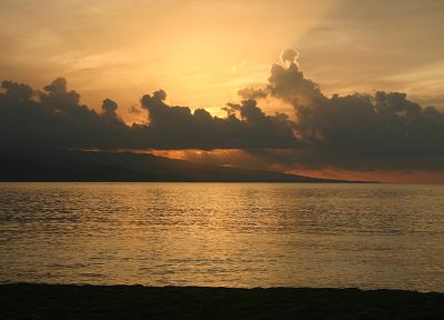 sunset, clouds, skyscapes, sea, beaches - random desktop wallpaper
