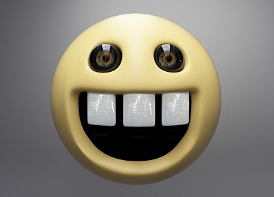 smiley face, smiling, 3D - random desktop wallpaper