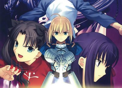 Fate/Stay Night, Tohsaka Rin, Emiya Shirou, Saber, Matou Sakura, Fate series - related desktop wallpaper