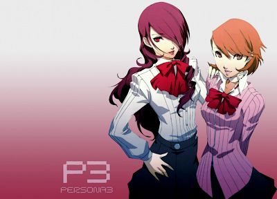 Persona series, Persona 3, simple background, Kirijo Mitsuru, Takeba Yukari - duplicate desktop wallpaper