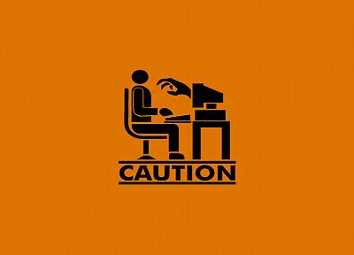 monsters, funny, caution, simple background - related desktop wallpaper