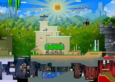 Mario, Super Mario, bullet bill, Bowser, Yoshi, Princess Peach - random desktop wallpaper