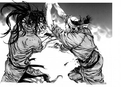 Vagabond, long hair, battles, warriors, manga - random desktop wallpaper