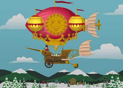 South Park, Stan Marsh, airship, Kenny McCormick, Kyle Broflovski, Butters Stotch - duplicate desktop wallpaper