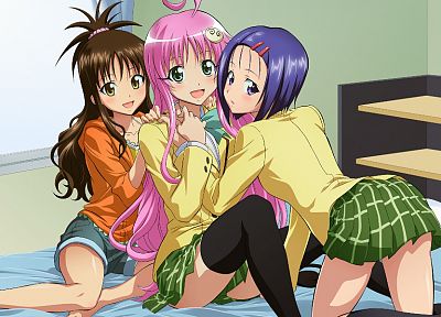 To Love Ru, Sairenji Haruna, Lala Satalin Deviluke, Yuuki Mikan, anime girls - desktop wallpaper