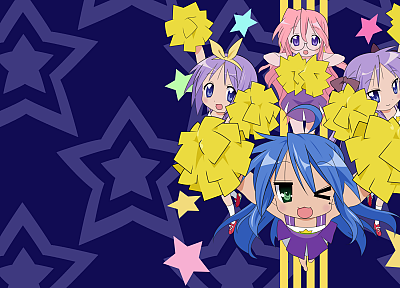 Lucky Star, Hiiragi Kagami, Hiiragi Tsukasa, Takara Miyuki, cheerleaders, Izumi Konata - desktop wallpaper