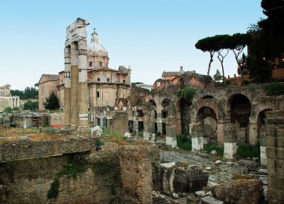 landscapes, ruins, architecture, Rome, Italy, roman forum - desktop wallpaper