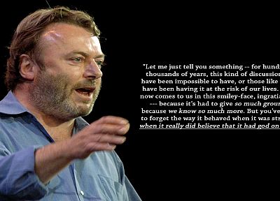 quotes, atheism, black background, Christopher Hitchens - desktop wallpaper