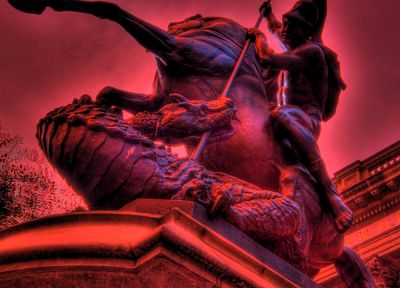 dragons, statues, Saint George - random desktop wallpaper