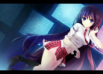 school uniforms, tie, long hair, anime girls - duplicate desktop wallpaper
