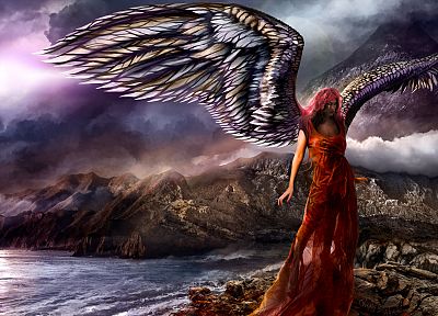 angels, women, fantasy art, artwork - desktop wallpaper
