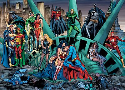 DC Comics, WTF, superheroes, Statue of Liberty - duplicate desktop wallpaper