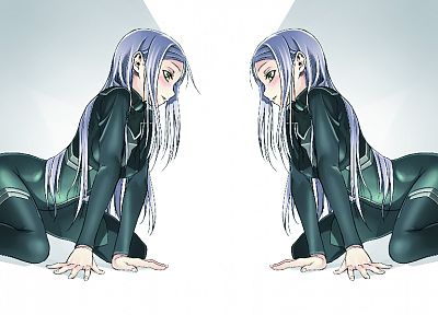 uniforms, blue hair, anime girls, uniform - related desktop wallpaper