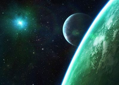 outer space, stars, planets, digital art - desktop wallpaper