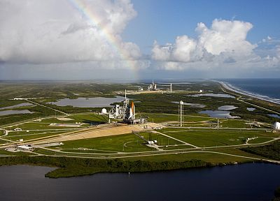 rockets, Space Shuttle, rainbows - desktop wallpaper