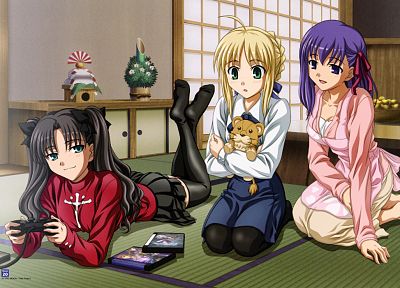Fate/Stay Night, Tohsaka Rin, Type-Moon, Saber, Matou Sakura, Fate series - duplicate desktop wallpaper