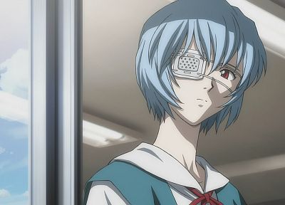 Ayanami Rei, Neon Genesis Evangelion, eyepatch, anime girls - duplicate desktop wallpaper