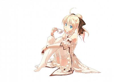 blondes, Fate/Stay Night, stockings, Fate Unlimited Codes, Saber, anime girls, Saber Lily, detached sleeves, Fate series - desktop wallpaper