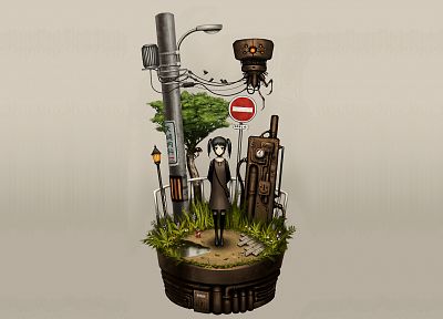 Gia (artist), simple background, original characters - desktop wallpaper