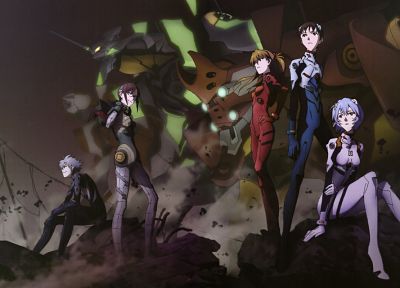 Ayanami Rei, Neon Genesis Evangelion, Ikari Shinji, Kaworu Nagisa, Makinami Mari Illustrious, Asuka Langley Soryu, EVAs - random desktop wallpaper