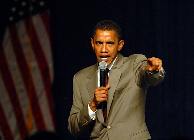 Barack Obama, Presidents of the United States, American Flag, microphones - desktop wallpaper
