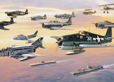planes, vehicles, biplane, aircraft carriers - random desktop wallpaper