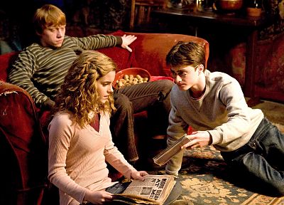 Emma Watson, Harry Potter, Harry Potter and the Half Blood Prince, Daniel Radcliffe, Rupert Grint, Hermione Granger, Ron Weasley - random desktop wallpaper