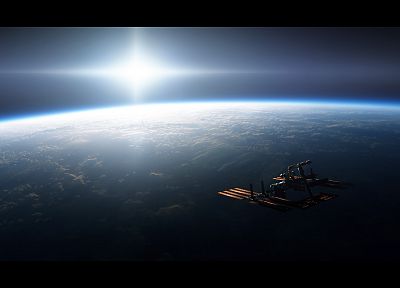 outer space, Earth, International Space Station - desktop wallpaper