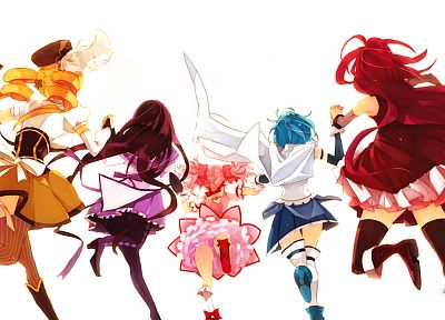 groups, Mahou Shoujo Madoka Magica, Miki Sayaka, Sakura Kyouko, Tomoe Mami, Kaname Madoka, anime, Akemi Homura, anime girls - related desktop wallpaper