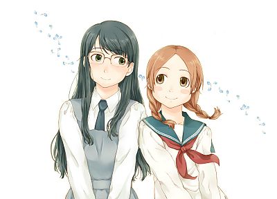 Akira, school uniforms, glasses, Aoi Hana, meganekko, anime girls - random desktop wallpaper