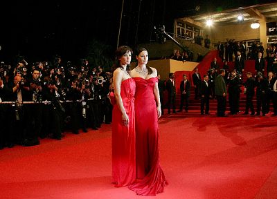 women, Monica Bellucci, red dress - duplicate desktop wallpaper