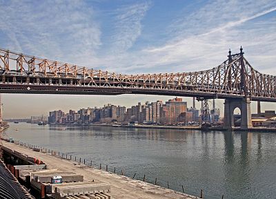 clouds, cityscapes, bridges, New York City, Industrial, Manhattan, rivers, East River - related desktop wallpaper