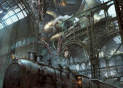 CGI, trains, fantasy art - related desktop wallpaper