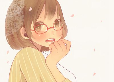 brunettes, glasses, brown eyes, short hair, meganekko, anime girls, original characters - random desktop wallpaper