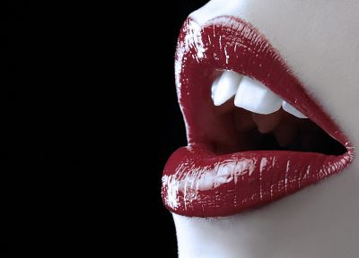 close-up, red, lips, teeth - random desktop wallpaper