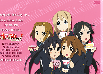 K-ON!, tea, school uniforms, Hirasawa Yui, Akiyama Mio, Tainaka Ritsu, Kotobuki Tsumugi, Nakano Azusa - duplicate desktop wallpaper