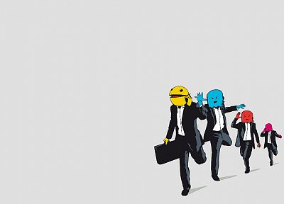 suit, chaser, business, Pac-Man - random desktop wallpaper