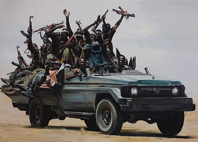 military, funny, Toyota, vehicles, Africa, drawn - random desktop wallpaper