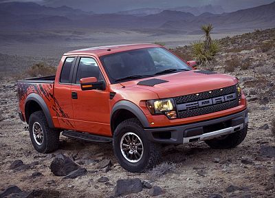 orange, deserts, Ford, trucks, vehicles, Ford F-150 SVT Raptor, pickup trucks - desktop wallpaper
