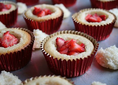 fruits, cupcakes, desserts, strawberries - desktop wallpaper