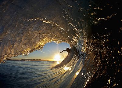 water, sunset, ocean, nature, waves, surfing, scenic, surfers, skink, Skylab - desktop wallpaper