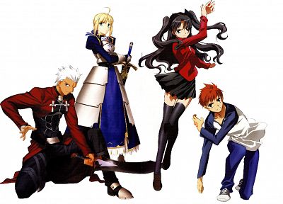 Fate/Stay Night, Tohsaka Rin, Emiya Shirou, Saber, Archer (Fate/Stay Night), Fate series - related desktop wallpaper