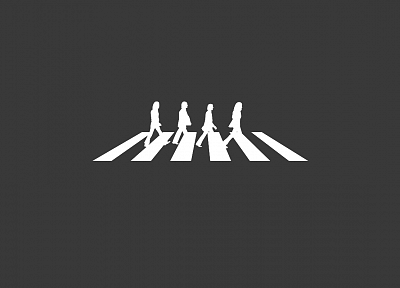 Abbey Road, minimalistic, silhouettes, The Beatles, grey background - desktop wallpaper