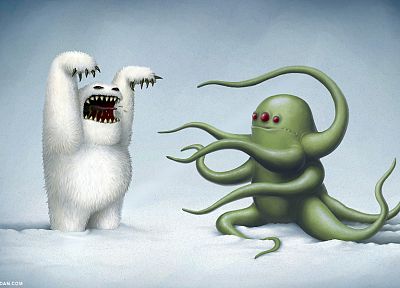 snow, monsters, polar bears - desktop wallpaper