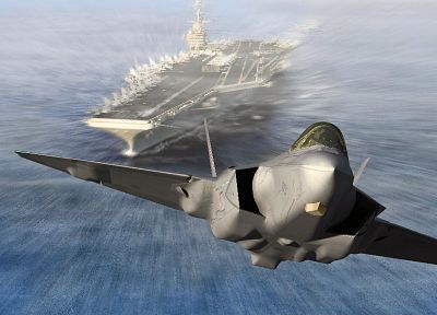 military, CGI, take off, planes, aircraft carriers, F-35 Lightning II - desktop wallpaper