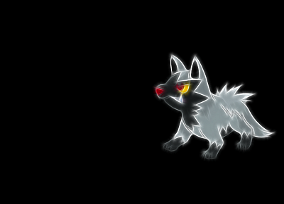 Pokemon, Fractalius, black background, Poochyena - random desktop wallpaper